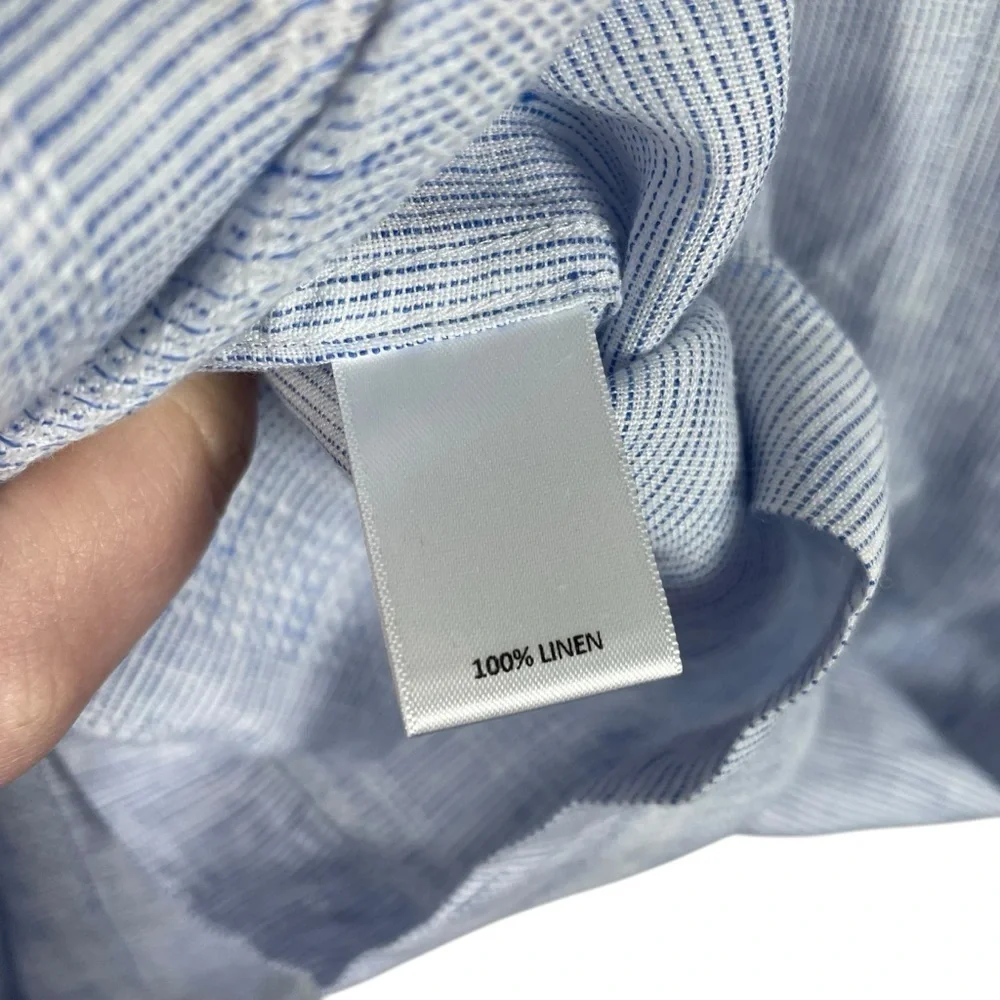 NWOT Baird McNutt Men’s Murano Short Sleeve Linen Shirt Blue/White Size XL
